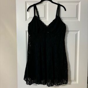 CACIQUE Plus Size Teddy Underwire Black Lace Nightie Babydoll Lingerie 18/20